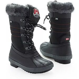 Pajar Black Snow Boots with Gray Fur